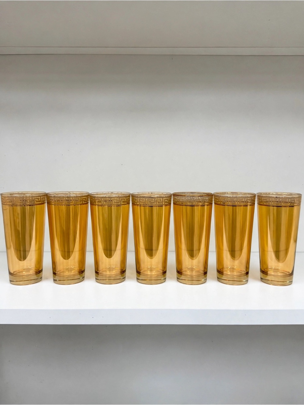 Amber Glass Tumbler Set - 7-Piece Home Dining Glasses